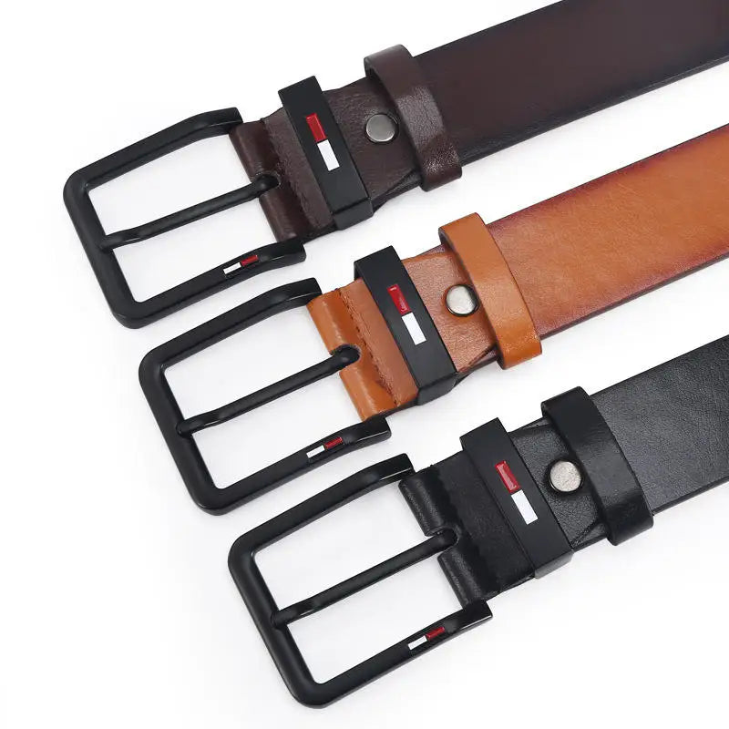 Men's PU Leather Alloy Pin Square Buckle Belt Business Leisure Belts 2025
