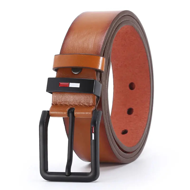Men's PU Leather Alloy Pin Square Buckle Belt Business Leisure Belts 2025
