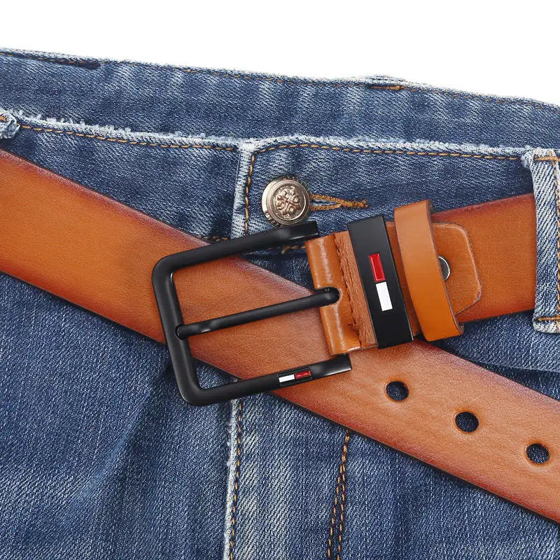 Men's PU Leather Alloy Pin Square Buckle Belt Business Leisure Belts 2025