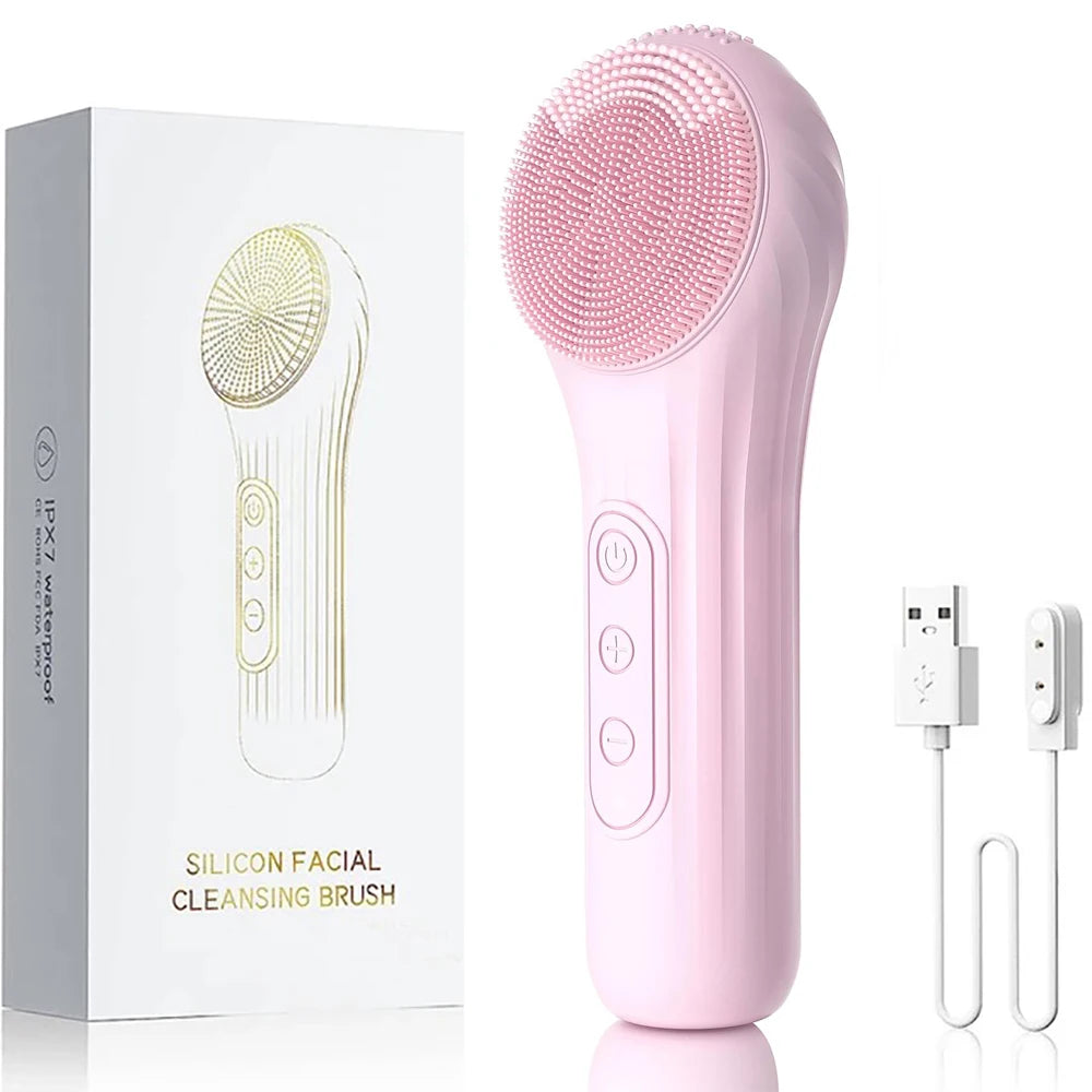 Sonic Waterproof Facial Cleansing Brush – Rechargeable Exfoliating Scrubber for Deep Clean & Skin Care Tool