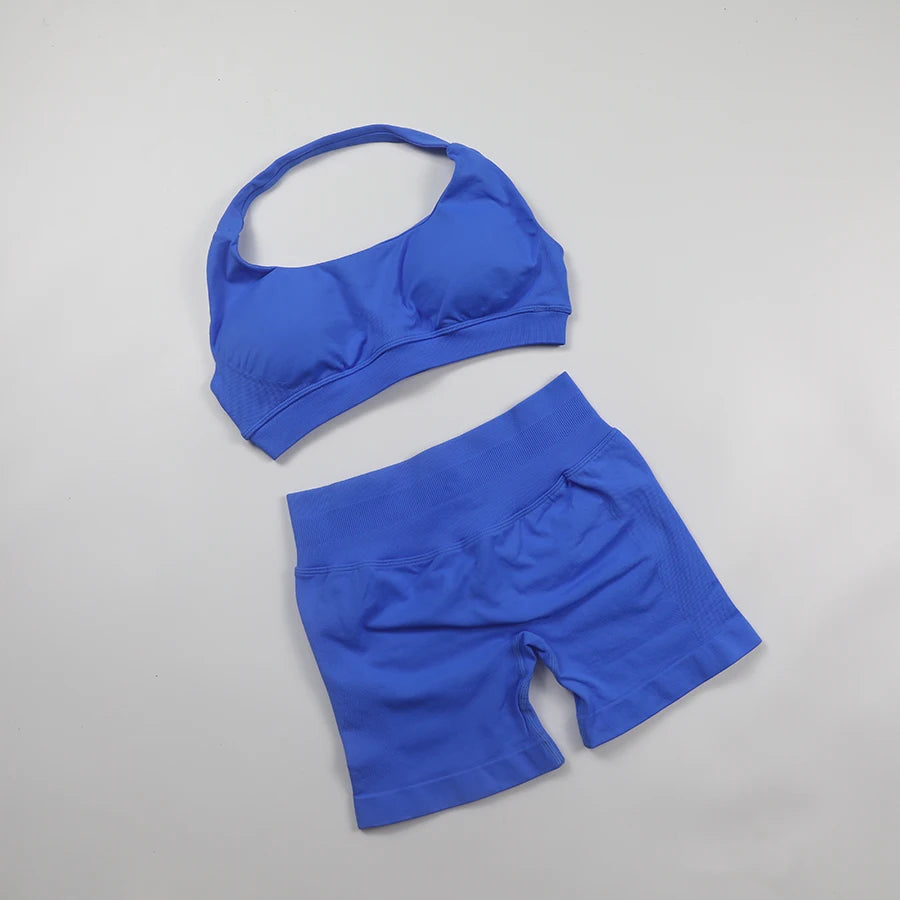 Seamless Ribbed 2-Piece Workout Set β Crop Top & High-Waist Leggings