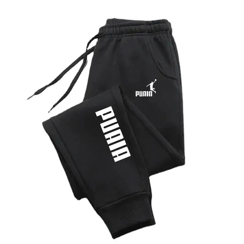 PUAIA Print Men's Jogger Pants – Loose Fit Streetwear Trousers for Fitness & Everyday Comfort – Autumn/Winter Solid Color Track Pants