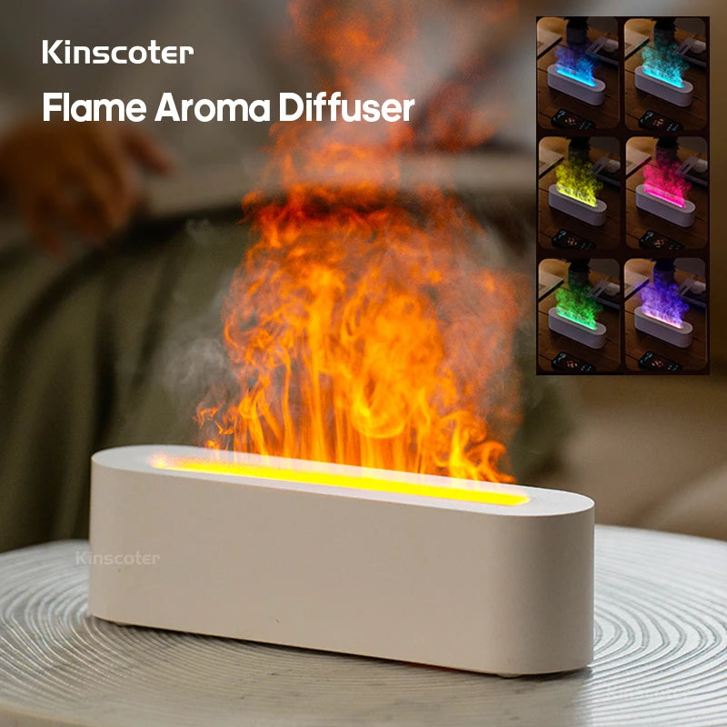 KINSCOTER Flame Aroma Diffuser β Ultrasonic Cool Mist Humidifier with RGB Firelight & Essential Oil Diffuser