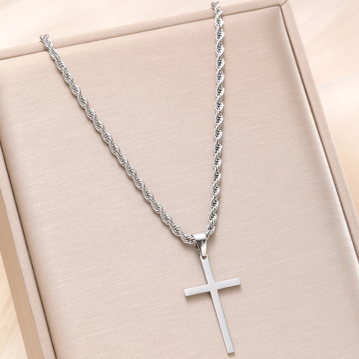 Minimalist Stainless Steel Cross Necklace – Gold Pendant for Men & Women