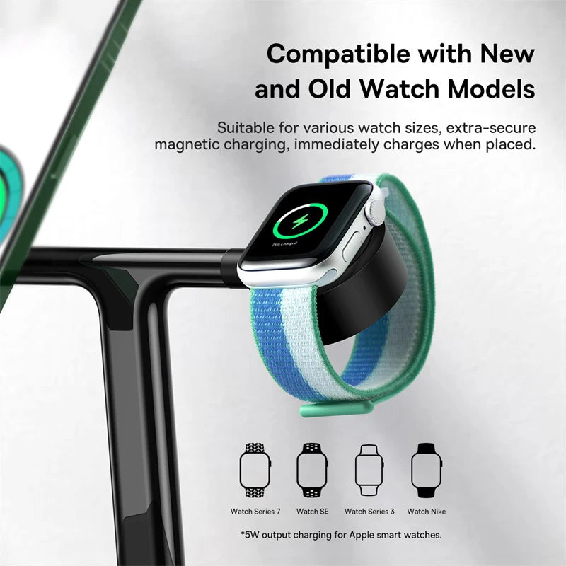 3-in-1 Magnetic Wireless Charging Station – Fast Charge for iPhone, AirPods & Apple Watch