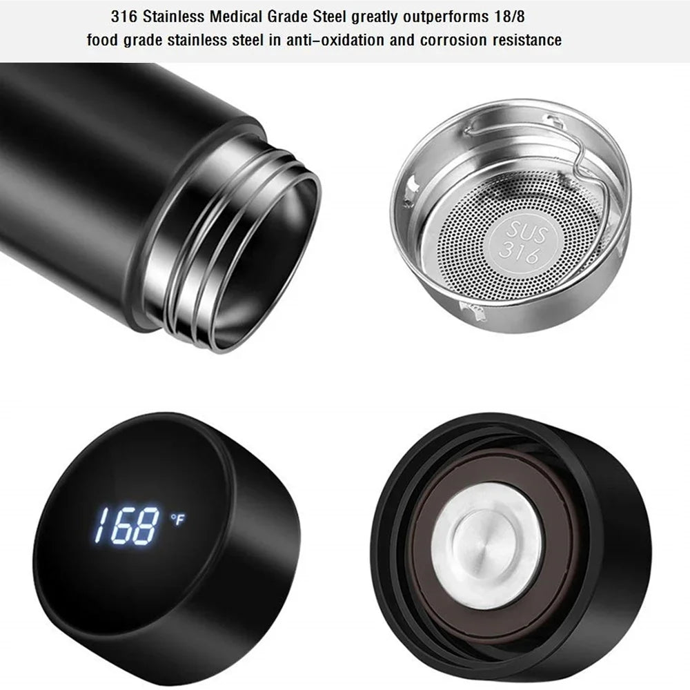 500ml Smart Thermos Bottle β Digital Temperature Display, 304 Stainless Steel, Long-Lasting Heat & Cold Retention