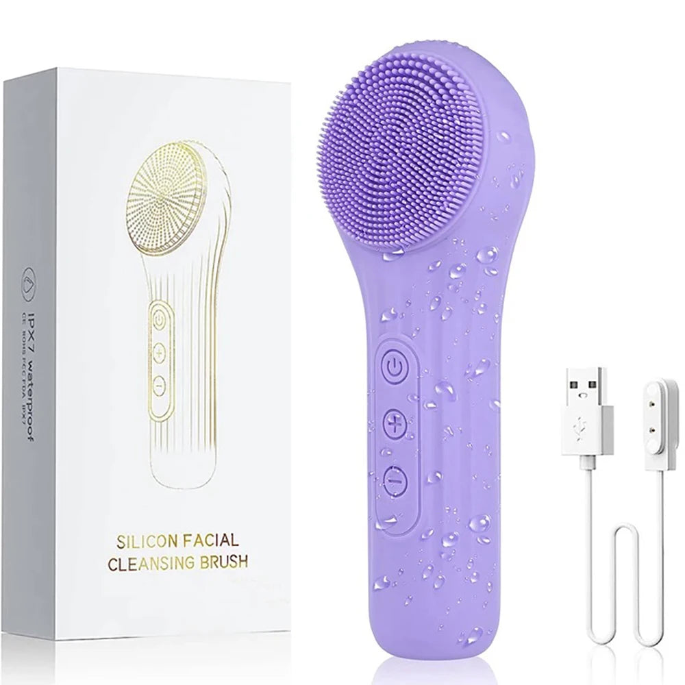 Sonic Waterproof Facial Cleansing Brush – Rechargeable Exfoliating Scrubber for Deep Clean & Skin Care Tool