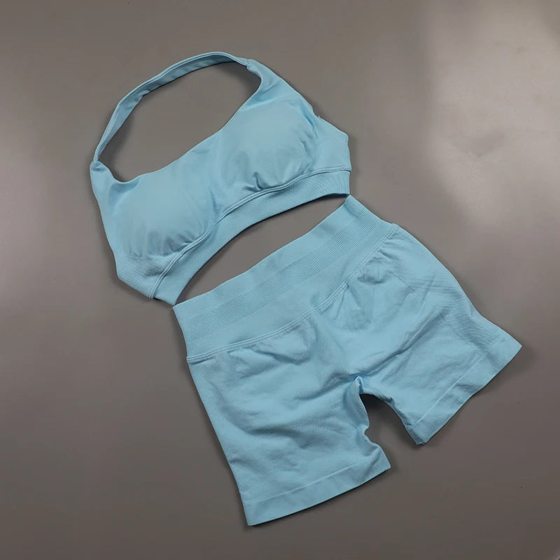 Seamless Ribbed 2-Piece Workout Set β Crop Top & High-Waist Leggings