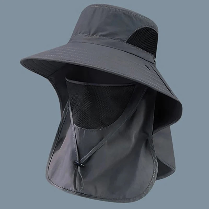 Summer UV Protection Sun Hat – Outdoor Bucket Hat with Neck Flap for Fishing, Hiking, and Camping