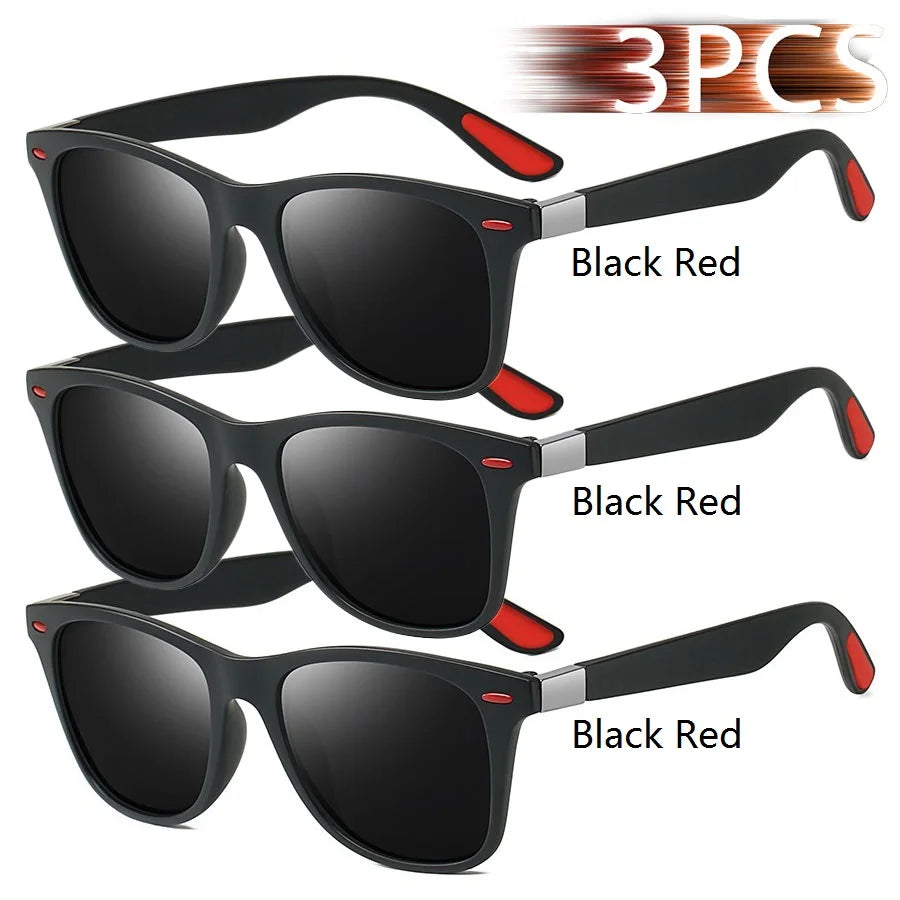 Vintage Square Unisex Sunglasses – 3-Pack Luxury UV400 Protection for Driving, Fishing & Outdoor Style