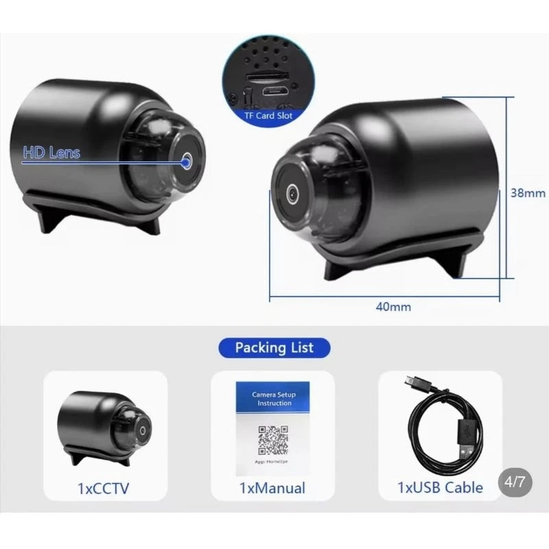 X5 Mini HD 1080P WiFi Camera – Compact Smart Security Cam with Loop Recording for Home & Outdoor Use