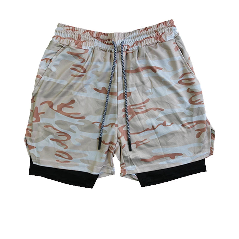 Men’s Double-Layer Athletic Shorts – Breathable Quick-Dry Fitness and Beachwear with Mesh Lining