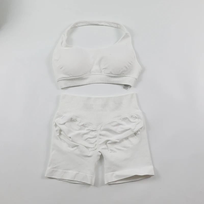Seamless Ribbed 2-Piece Workout Set β Crop Top & High-Waist Leggings