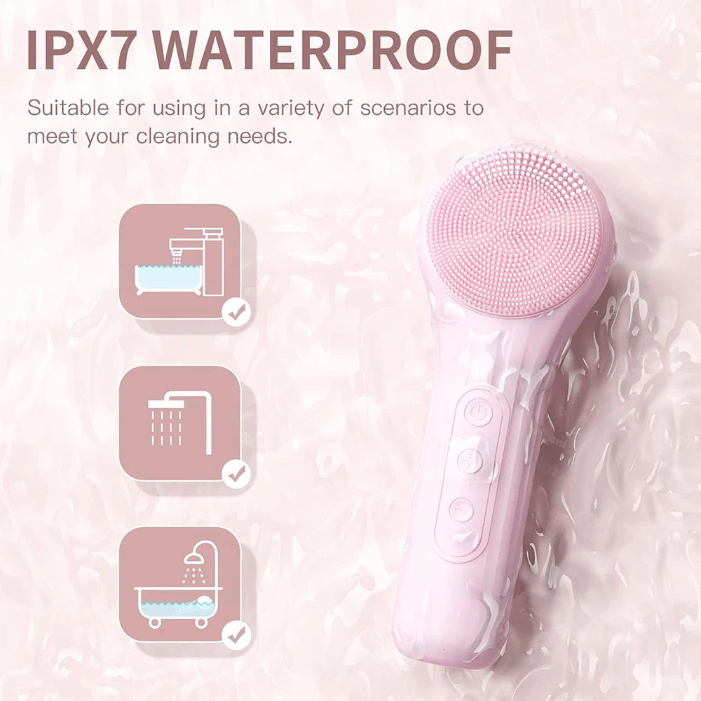 Sonic Waterproof Facial Cleansing Brush – Rechargeable Exfoliating Scrubber for Deep Clean & Skin Care Tool