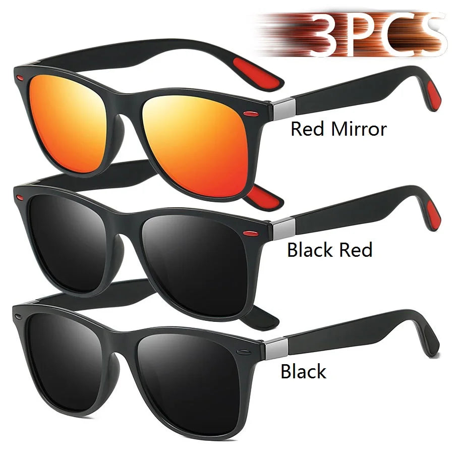 Vintage Square Unisex Sunglasses – 3-Pack Luxury UV400 Protection for Driving, Fishing & Outdoor Style