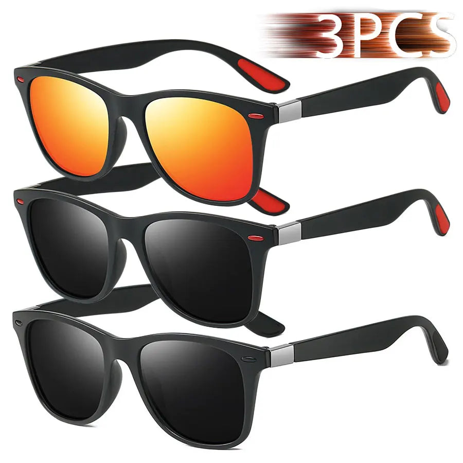 Vintage Square Unisex Sunglasses – 3-Pack Luxury UV400 Protection for Driving, Fishing & Outdoor Style