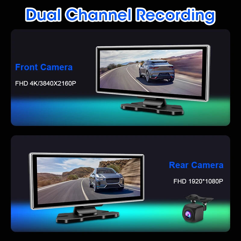 4K Smart Dash Cam with CarPlay & Android Auto | Dual Lens, GPS, WiFi & Navigation