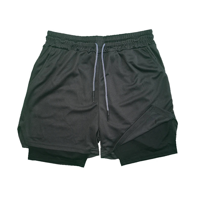 Men’s Double-Layer Athletic Shorts – Breathable Quick-Dry Fitness and Beachwear with Mesh Lining
