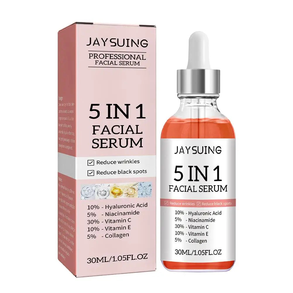 5-in-1 Facial Serum with Vitamin C & Hyaluronic Acid – Deep Moisturizing, Pore Minimizing, Anti-Aging & Skin Nourishing – 30ml