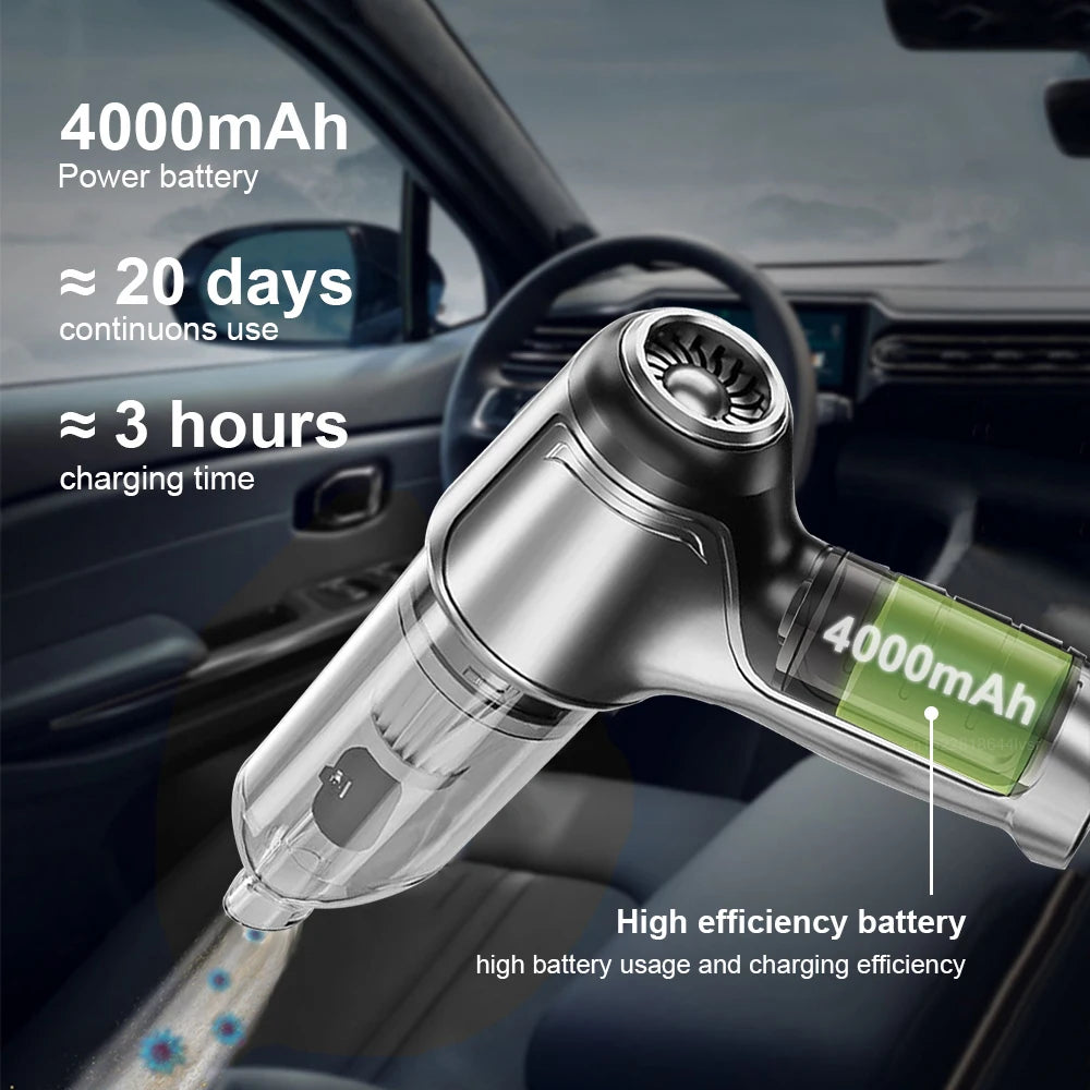 95000PA Portable Wireless Car Vacuum Cleaner – Strong Suction Handheld Vacuum & Blower for Car & Home