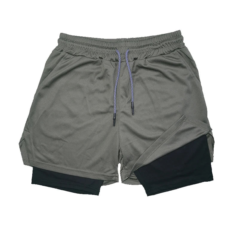Men’s Double-Layer Athletic Shorts – Breathable Quick-Dry Fitness and Beachwear with Mesh Lining