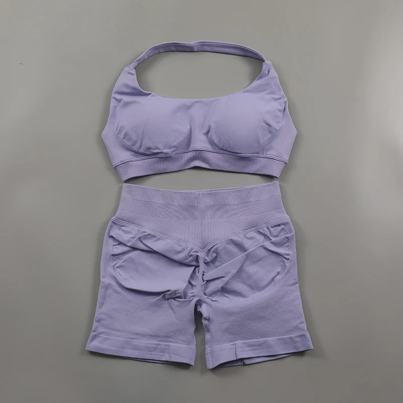 Seamless Ribbed 2-Piece Workout Set β Crop Top & High-Waist Leggings