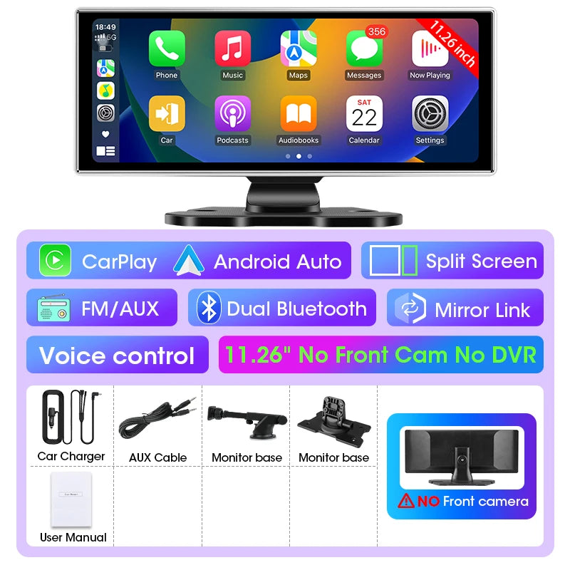 4K Smart Dash Cam with CarPlay & Android Auto | Dual Lens, GPS, WiFi & Navigation