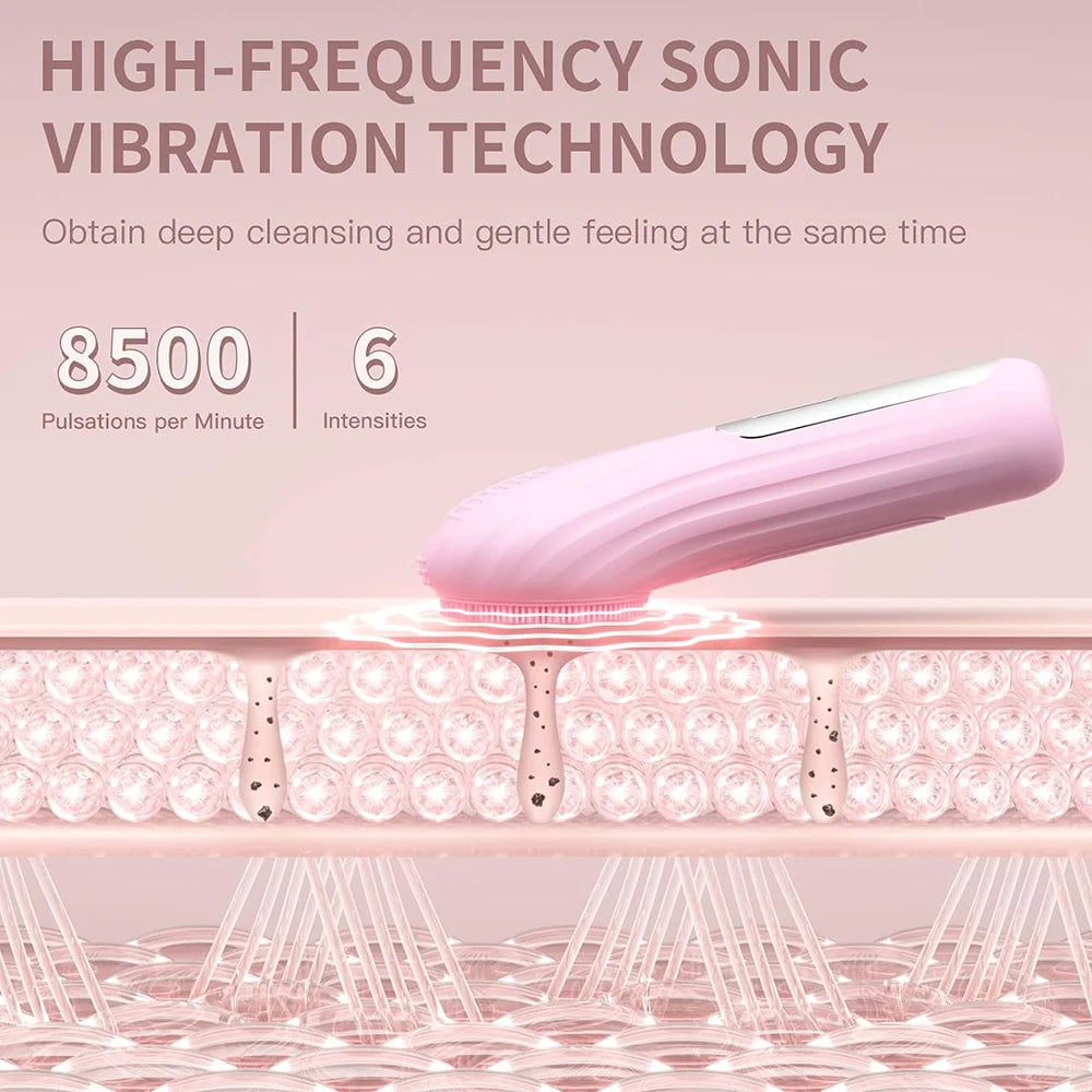 Sonic Waterproof Facial Cleansing Brush – Rechargeable Exfoliating Scrubber for Deep Clean & Skin Care Tool