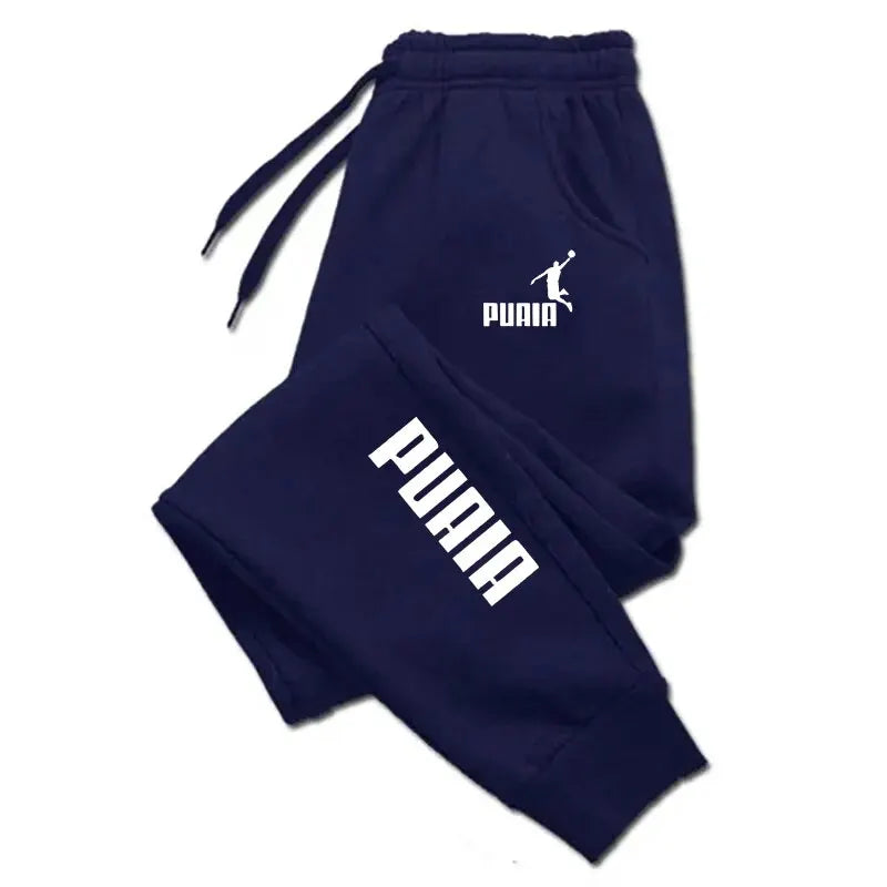 PUAIA Print Men's Jogger Pants – Loose Fit Streetwear Trousers for Fitness & Everyday Comfort – Autumn/Winter Solid Color Track Pants