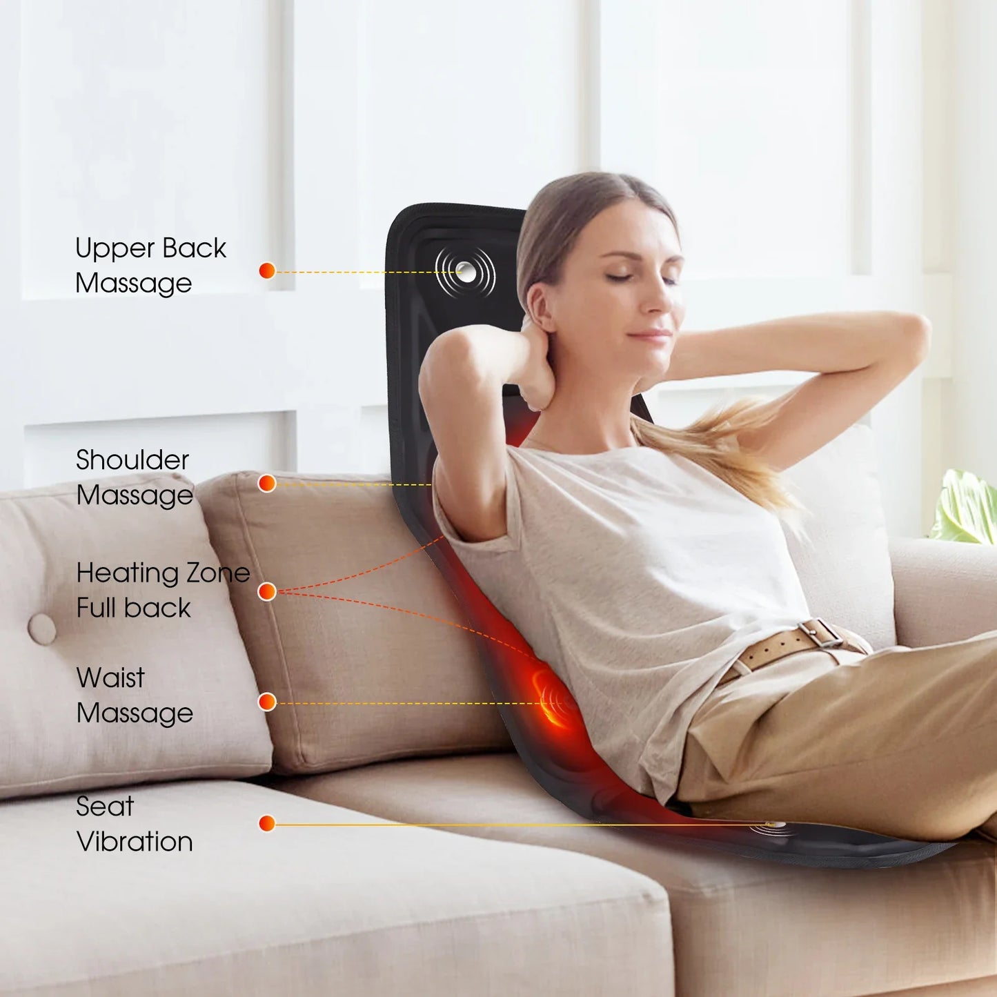 Electric Full-Body Massage Chair Pad – Infrared Heat & Vibration Therapy for Home, Car, or Office