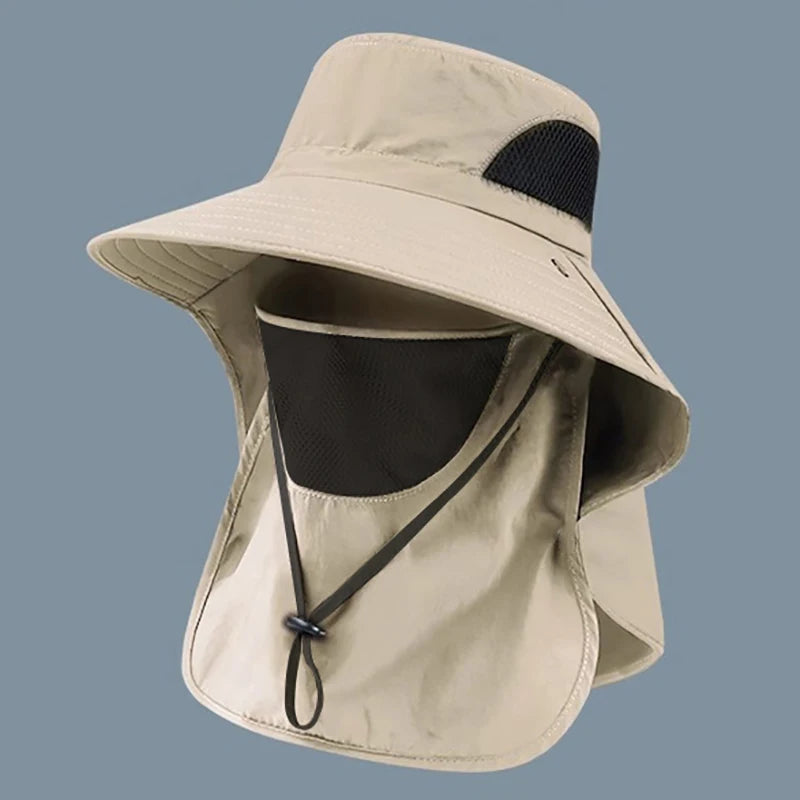 Summer UV Protection Sun Hat – Outdoor Bucket Hat with Neck Flap for Fishing, Hiking, and Camping