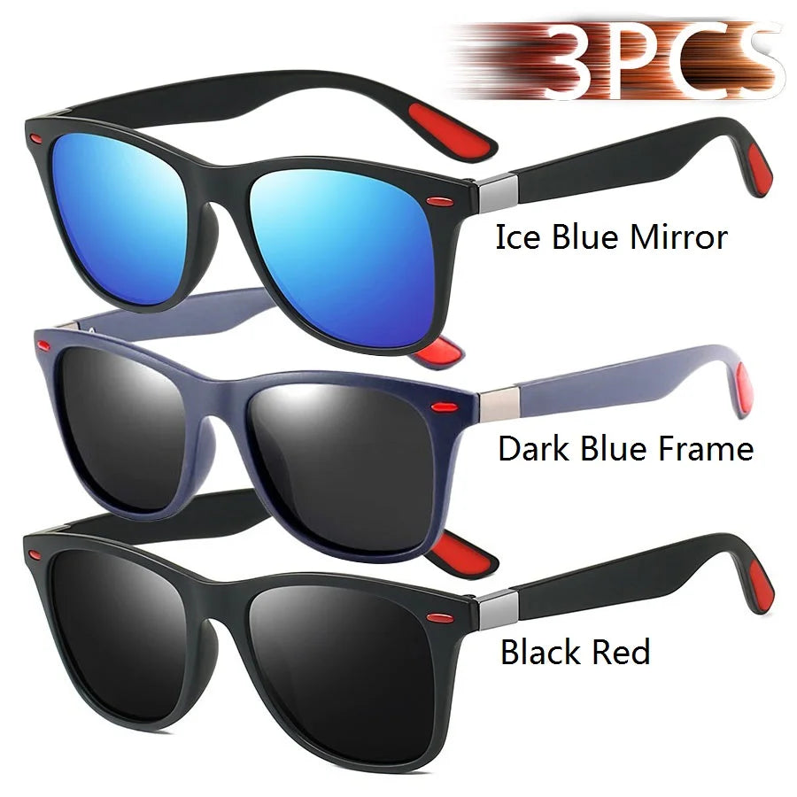Vintage Square Unisex Sunglasses – 3-Pack Luxury UV400 Protection for Driving, Fishing & Outdoor Style