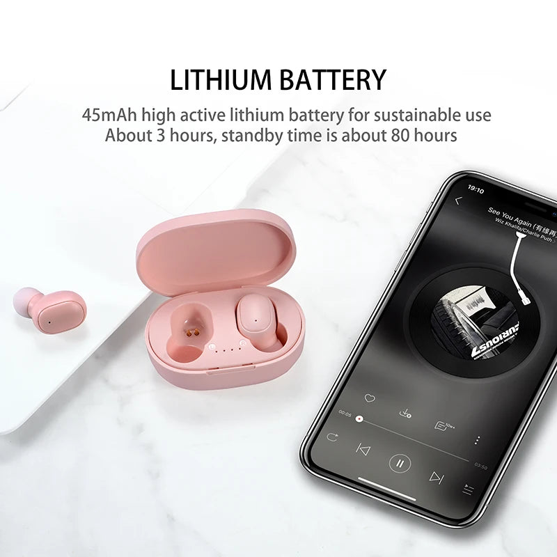 A6S TWS Bluetooth Wireless Earphones – Sport Stereo Headphones for Xiaomi, Huawei, iPhone – True Wireless Earbuds