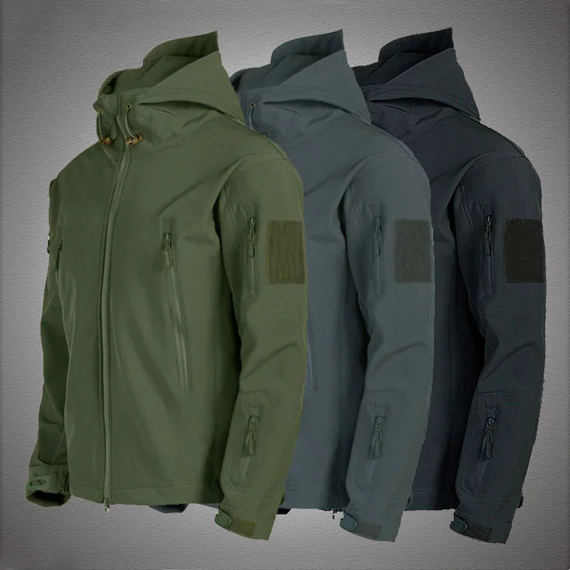 Men’s Military Soft Shell Tactical Jacket – Waterproof, Windproof, Combat-Style Hoodie