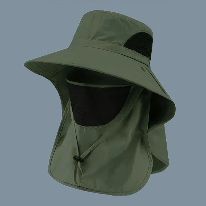Summer UV Protection Sun Hat – Outdoor Bucket Hat with Neck Flap for Fishing, Hiking, and Camping