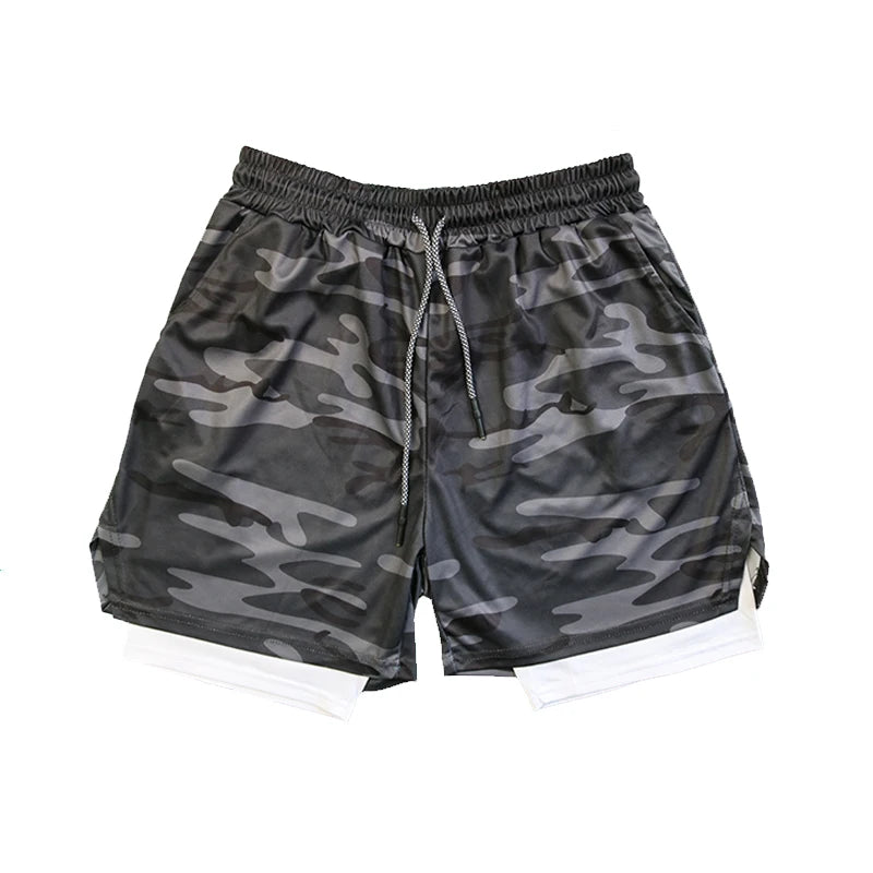 Men’s Double-Layer Athletic Shorts – Breathable Quick-Dry Fitness and Beachwear with Mesh Lining