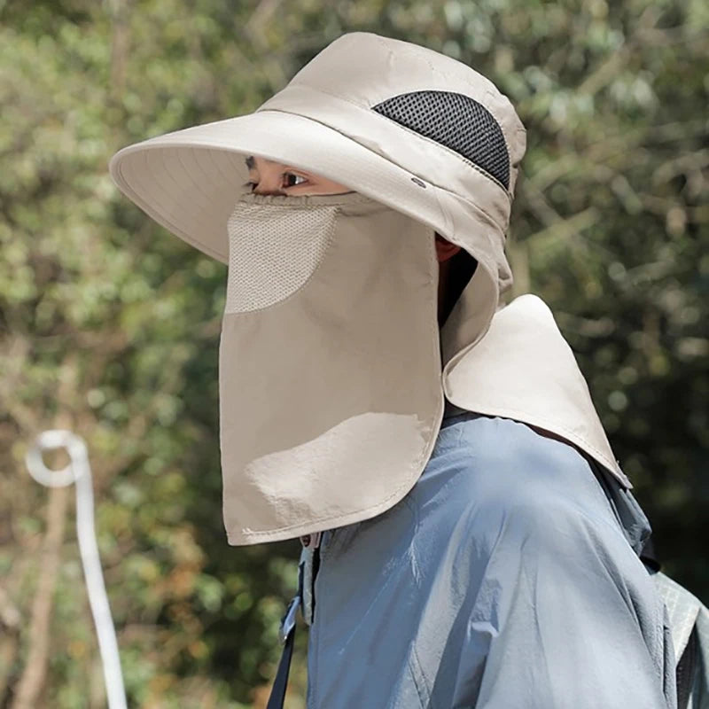 Summer UV Protection Sun Hat – Outdoor Bucket Hat with Neck Flap for Fishing, Hiking, and Camping