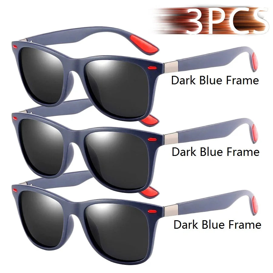 Vintage Square Unisex Sunglasses – 3-Pack Luxury UV400 Protection for Driving, Fishing & Outdoor Style