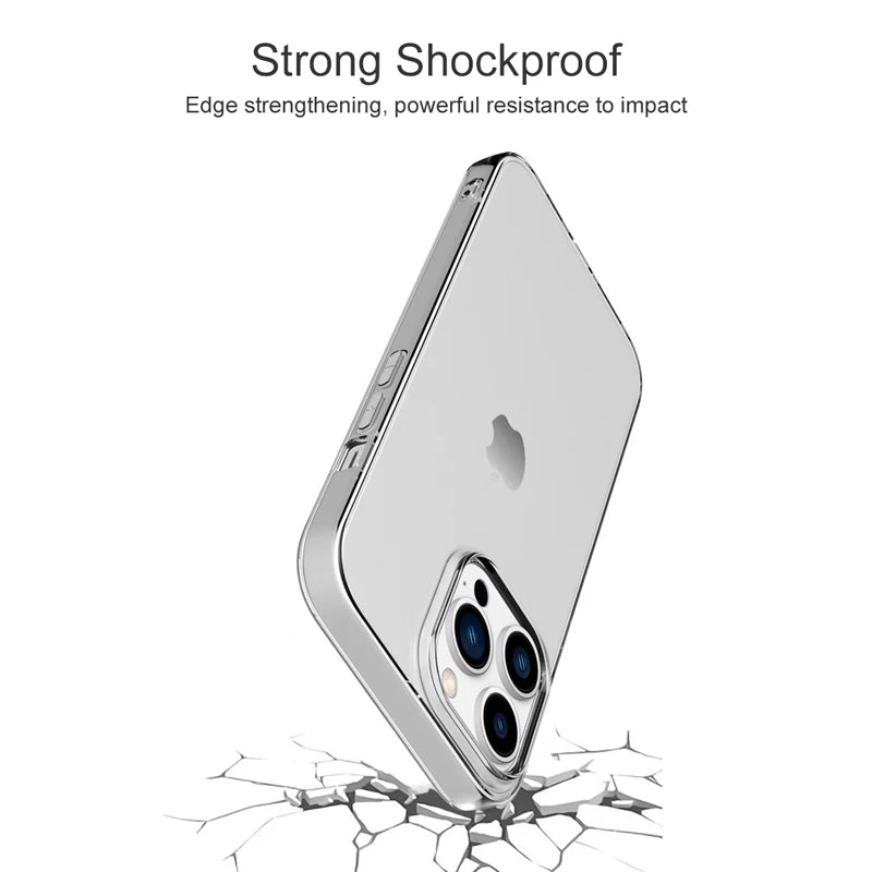 Ultra Thin Clear Silicone Case for iPhone 16, 15, 14, 13, 12, 11, Pro Max, Mini, XR, XS, 7, 8 Plus, SE (2020/2022) - Transparent Soft Back Cover