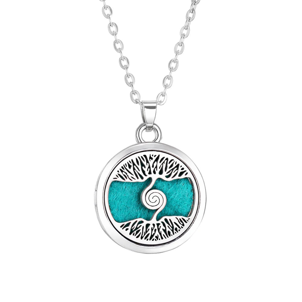 Tree of Life Aromatherapy Necklace - Essential Oil Diffuser Locket Pendant for Women - Aroma Jewelry Gift
