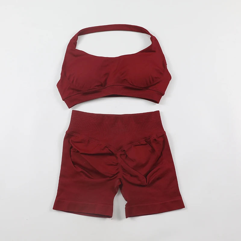 Seamless Ribbed 2-Piece Workout Set β Crop Top & High-Waist Leggings