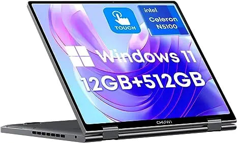 CHUWI MiniBook X 2-in-1 Laptop Tablet - 10.51" FHD IPS Screen, Intel N150 CPU, 12GB RAM, 512GB SSD, Windows 11