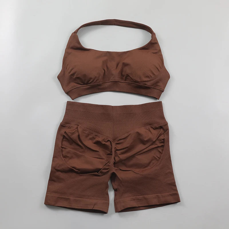 Seamless Ribbed 2-Piece Workout Set β Crop Top & High-Waist Leggings