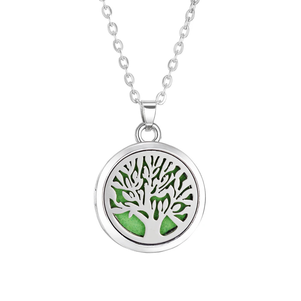 Tree of Life Aromatherapy Necklace - Essential Oil Diffuser Locket Pendant for Women - Aroma Jewelry Gift