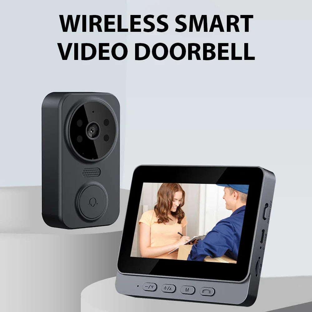 4.3" Wireless Video Doorbell with HD Smart Intercom - Two-Way Talk, Night Vision, 2.4G WiFi