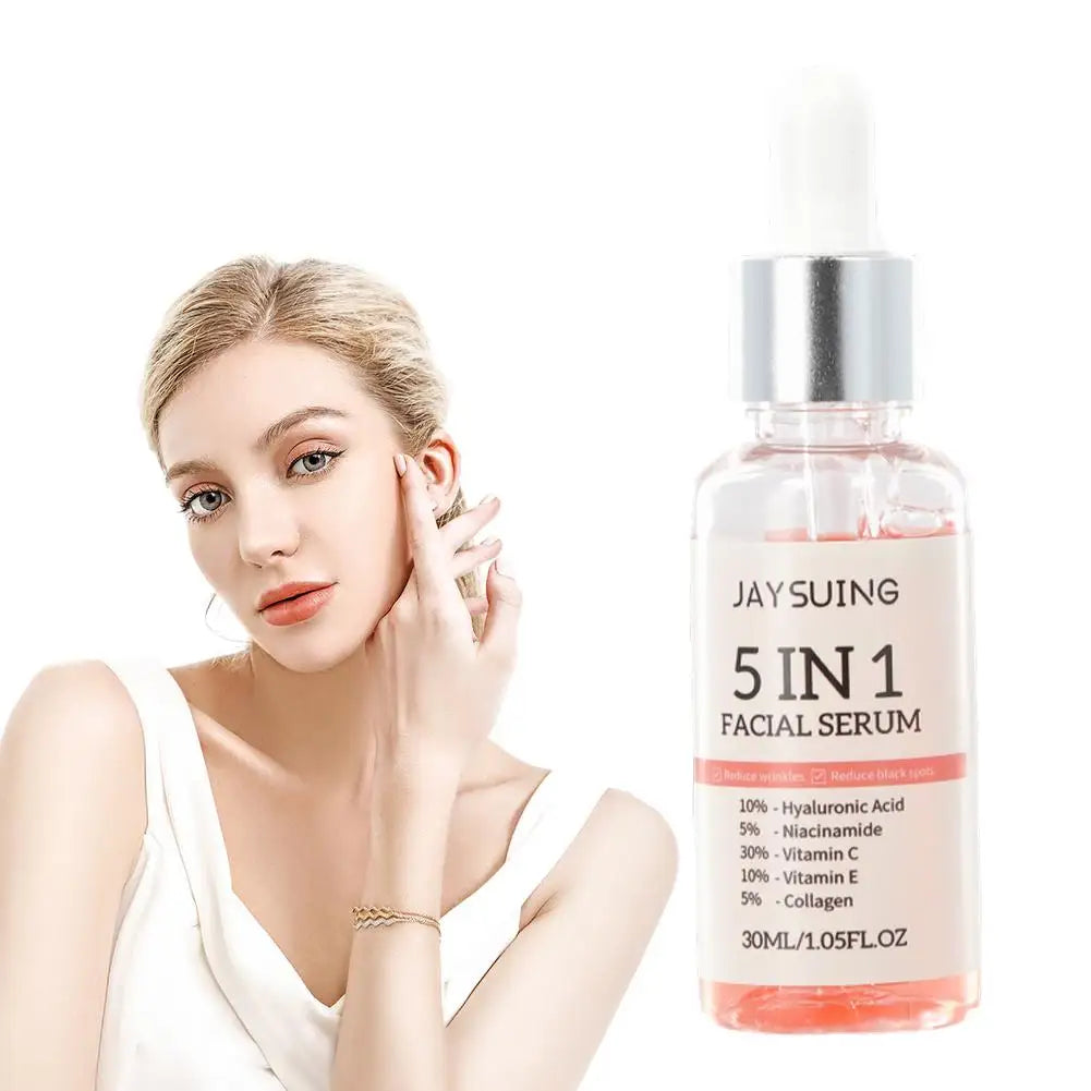 5-in-1 Facial Serum with Vitamin C & Hyaluronic Acid – Deep Moisturizing, Pore Minimizing, Anti-Aging & Skin Nourishing – 30ml