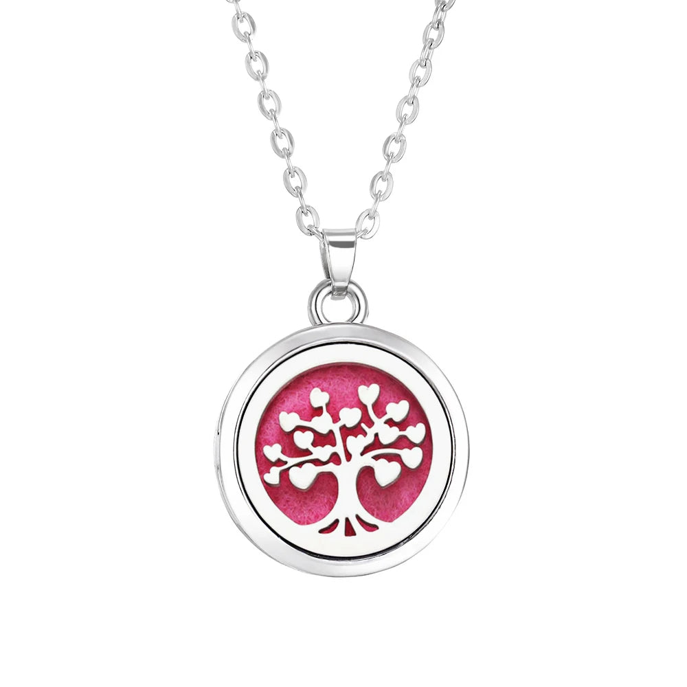 Tree of Life Aromatherapy Necklace - Essential Oil Diffuser Locket Pendant for Women - Aroma Jewelry Gift