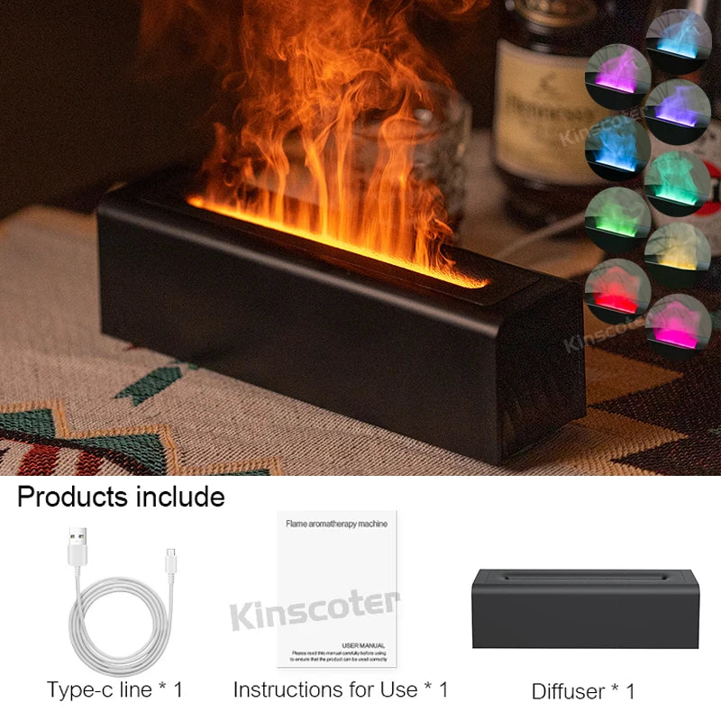 KINSCOTER Flame Aroma Diffuser β Ultrasonic Cool Mist Humidifier with RGB Firelight & Essential Oil Diffuser
