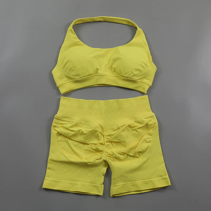 Seamless Ribbed 2-Piece Workout Set β Crop Top & High-Waist Leggings