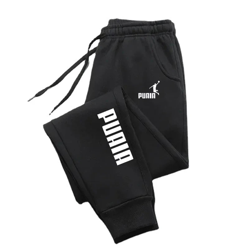 PUAIA Print Men's Jogger Pants – Loose Fit Streetwear Trousers for Fitness & Everyday Comfort – Autumn/Winter Solid Color Track Pants